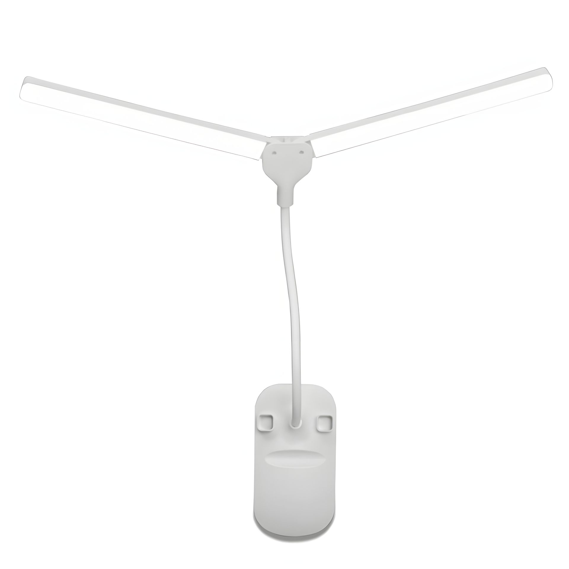 Настільна USB LED лампа гнучка, подвійна з акумулятором та прищіпкою біла Настільна USB LED лампа гнучка, подвійна з акумулятором та прищіпкою біла