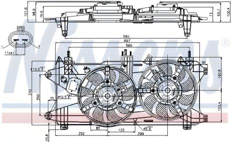 Охолодження двигуна вентилятор FIAT DOBLO (01-) 1.3 MJTD - 1.9 JTD, NISSENS (85689) Охолодження двигуна вентилятор FIAT DOBLO (01-) 1.3 MJTD - 1.9 JTD, NISSENS (85689)