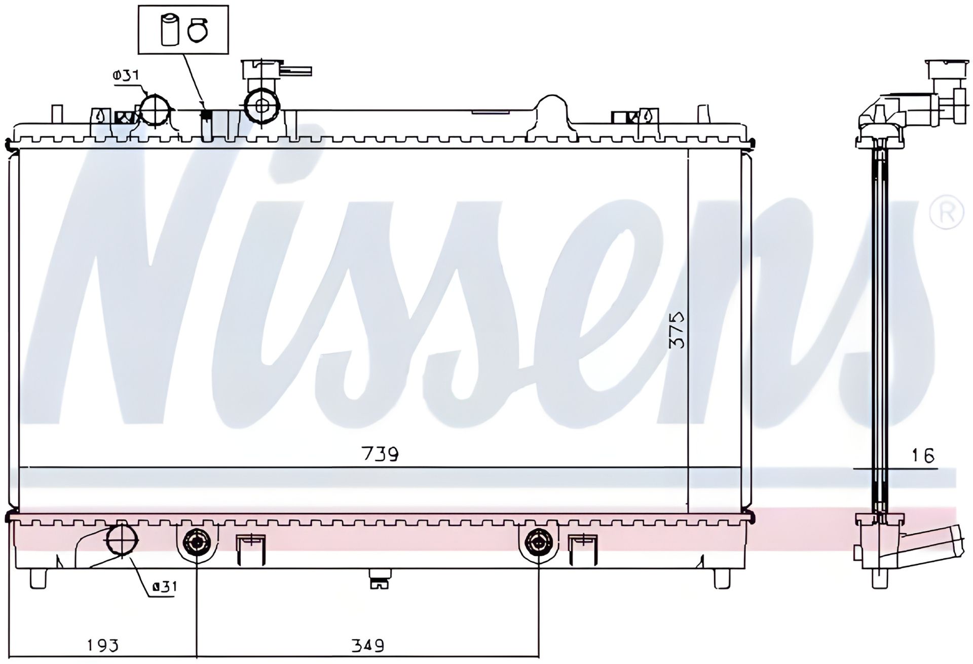 MAZDA 6 радіатор охолодження двигуна, NISSENS (62465A) MAZDA 6 радіатор охолодження двигуна, NISSENS (62465A)