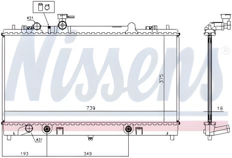 MAZDA 6 радіатор охолодження двигуна, NISSENS (62465A)