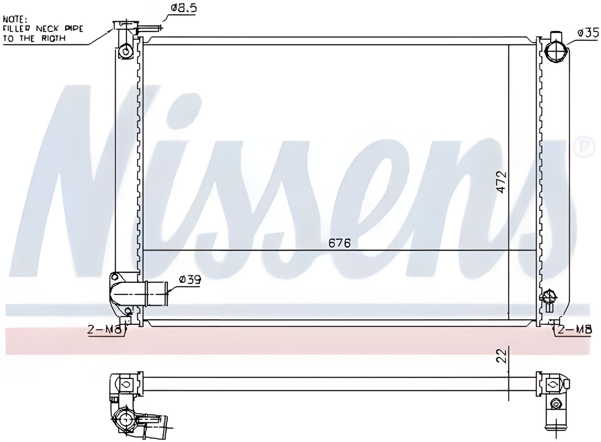 Охолоджувальний радіатор двигуна LEXUS RX, NISSENS (646913) Охолоджувальний радіатор двигуна LEXUS RX, NISSENS (646913)