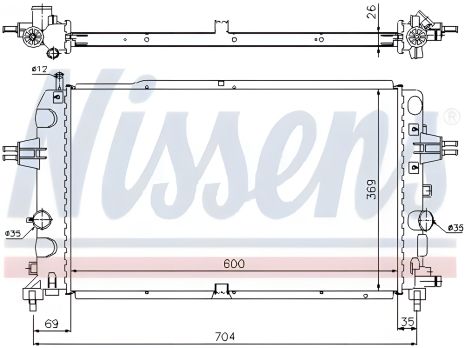 OPEL ASTRA, OPEL ZAFIRA, NISSENS радіатор охолодження двигуна 63121
