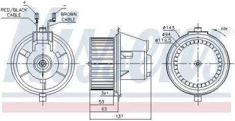 Вентилятор салона VW CORRADO, SEAT TOLEDO, NISSENS (87148)