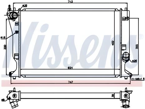 Двигательный радиатор охлаждения для TOYOTA AVENSIS, NISSENS (64695)