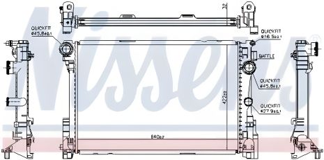 Охолоджувальний радіатор для двигуна MERCEDES-BENZ SLC, NISSENS (67167)