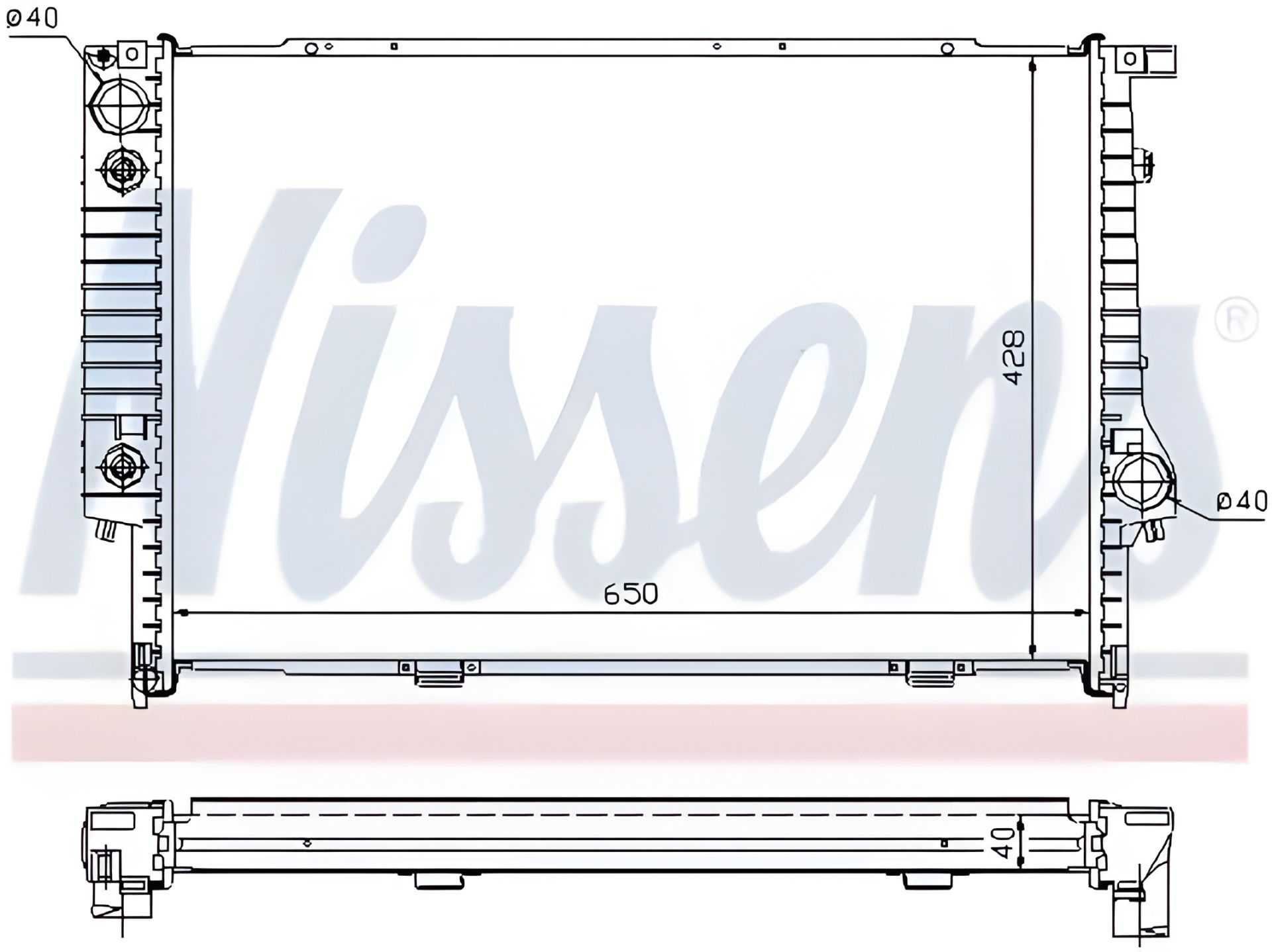 Радіатор охолодження двигуна для BMW 5, NISSENS (60694A) Радіатор охолодження двигуна для BMW 5, NISSENS (60694A)