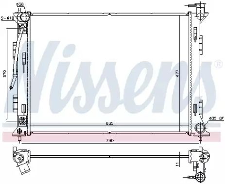 Радиатор охлаждения двигателя HYUNDAI SONATA (2015) 2.0 CVVT, NISSENS (675049)