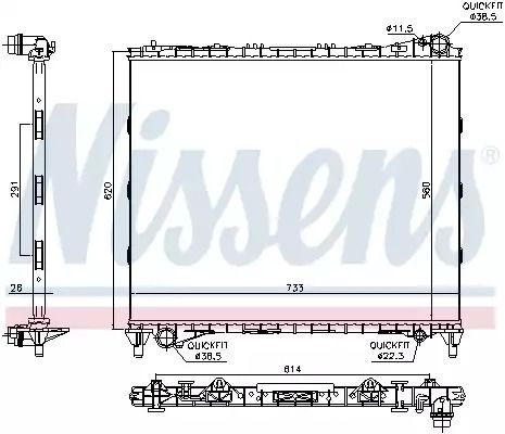 Радиатор охлаждения двигателя LAND ROVER, NISSENS (64331)