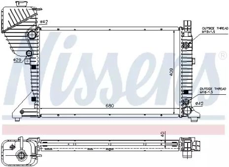 Радиатор охлаждения двигателя MERCEDES-BENZ SPRINTER, NISSENS (62597A)