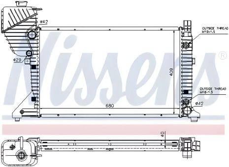 Радиатор охлаждения двигателя MERCEDES-BENZ SPRINTER, NISSENS (62597A)