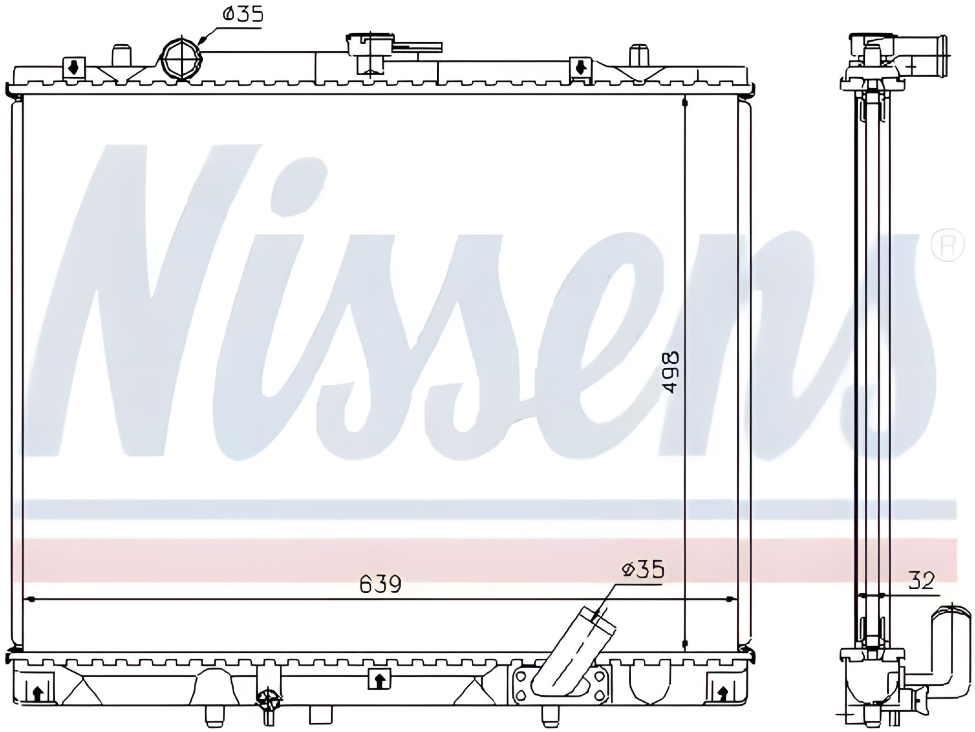 Охолодження двигуна радіатор MITSUBISHI PAJERO, NISSENS (62895A) Охолодження двигуна радіатор MITSUBISHI PAJERO, NISSENS (62895A)