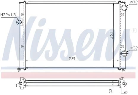 Радіатор двигуна охолодження VW PASSAT, NISSENS (652511)