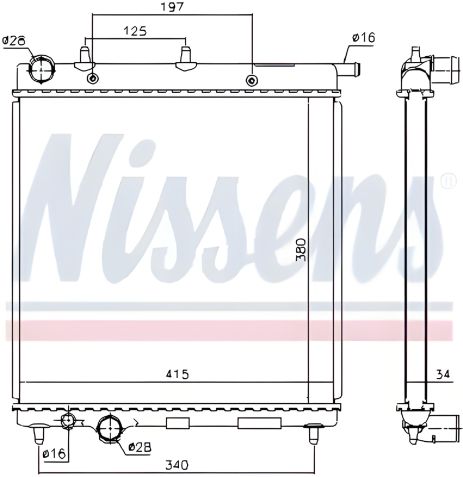 Радіатор для охолодження двигуна CITROËN C3, NISSENS (61279)