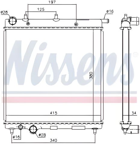 Радіатор для охолодження двигуна CITROËN C3, NISSENS (61279) Радіатор для охолодження двигуна CITROËN C3, NISSENS (61279)