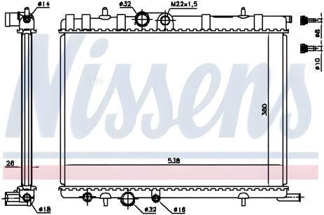 Охолодження двигуна радіатор PEUGEOT PARTNER, CITROËN XSARA, NISSENS (63502A) Охолодження двигуна радіатор PEUGEOT PARTNER, CITROËN XSARA, NISSENS (63502A)