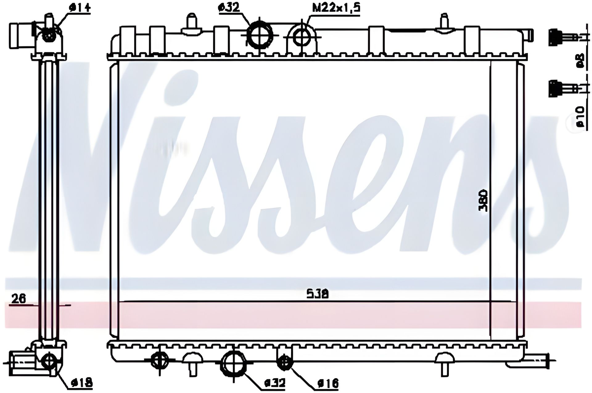 Охолодження двигуна радіатор PEUGEOT PARTNER, CITROËN XSARA, NISSENS (63502A) Охолодження двигуна радіатор PEUGEOT PARTNER, CITROËN XSARA, NISSENS (63502A)