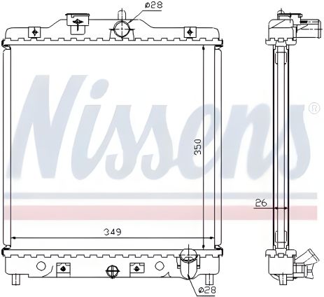 Двигательный радиатор охлаждения для HONDA CIVIC, NISSENS (63310A)