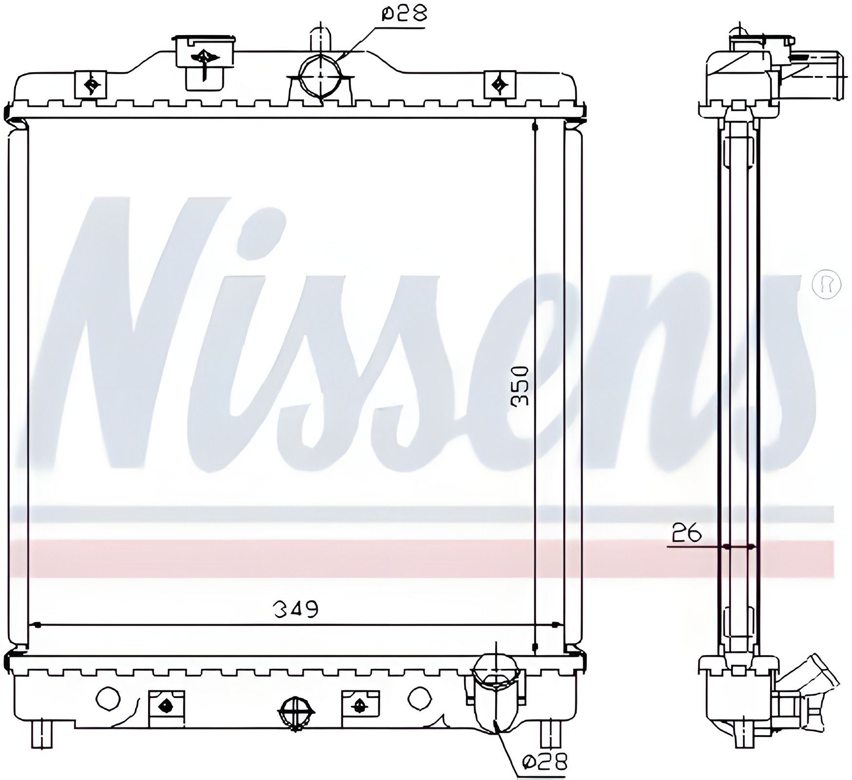 Двигательный радиатор охлаждения для HONDA CIVIC, NISSENS (63310A) Двигательный радиатор охлаждения для HONDA CIVIC, NISSENS (63310A)