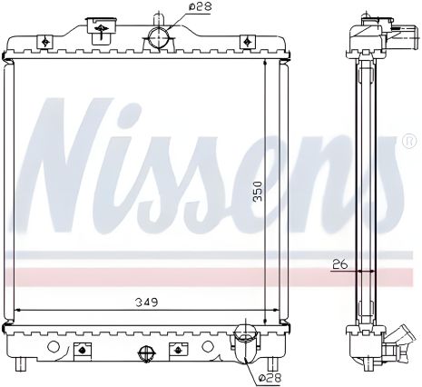 Радиатор охлаждения двигателя HONDA CIVIC, NISSENS (63310A)