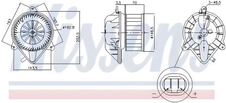 Вентилятор салона для PEUGEOT PARTNER, CITROËN BERLINGO, NISSENS (87171) Вентилятор салона для PEUGEOT PARTNER, CITROËN BERLINGO, NISSENS (87171)