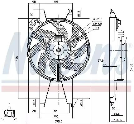 Вентилятор охолодження двигуна FORD FOCUS, NISSENS (85767)