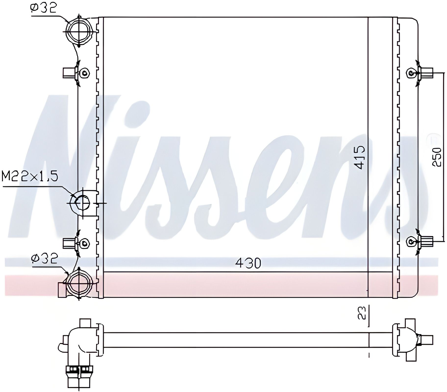 Радиатор двигателя SEAT LEON, VW GOLF, NISSENS (641011) Радиатор двигателя SEAT LEON, VW GOLF, NISSENS (641011)