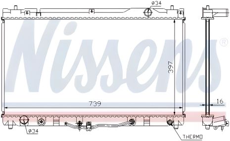 Радиатор охлаждения для Lexus ES и Toyota Camry, Nissens (64633)