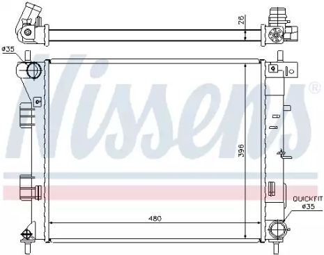 Радиатор охлаждения двигателя KIA CEE'D, HYUNDAI i30, NISSENS (67607)