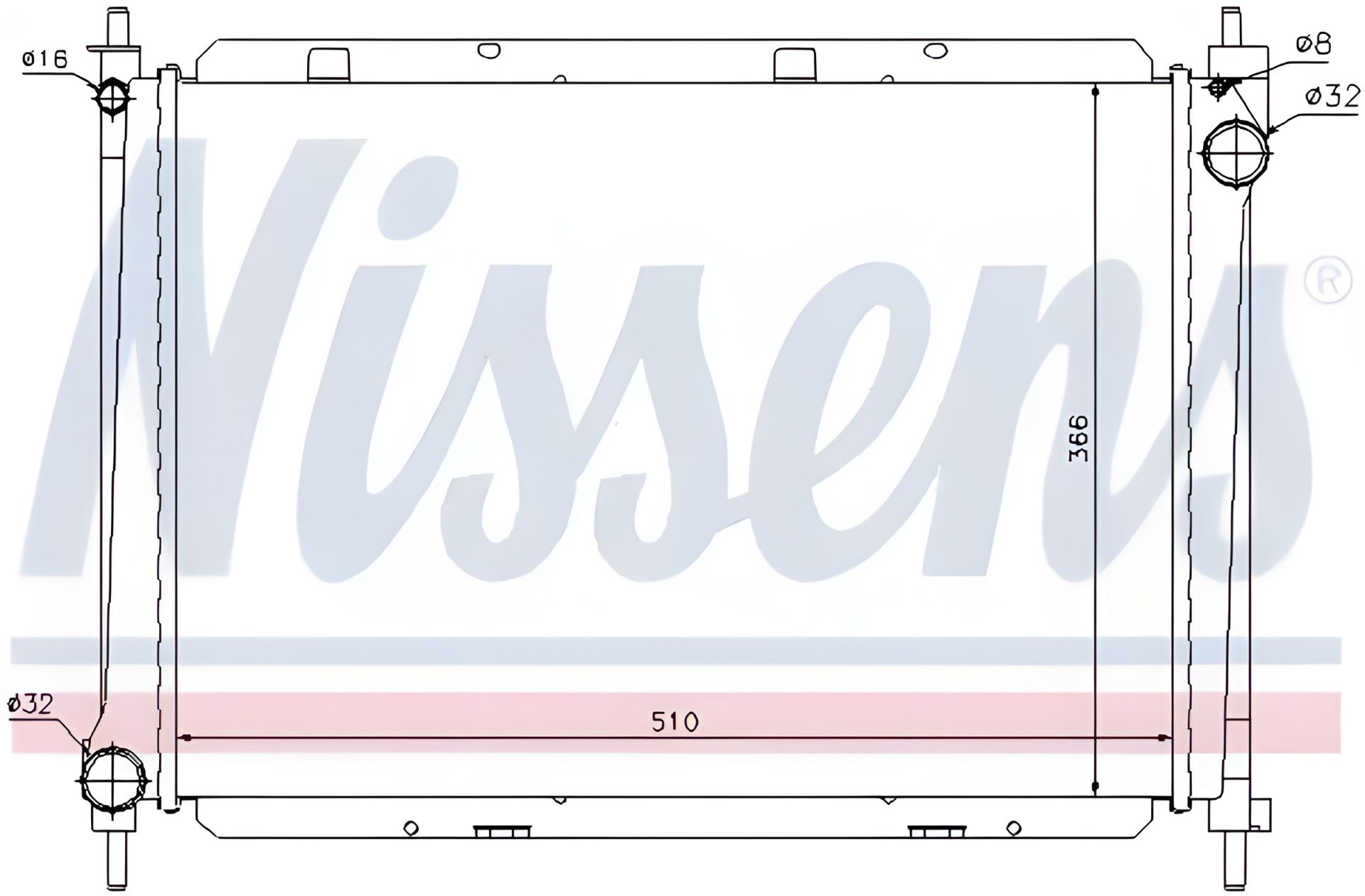 NISSENS (68722) радіатор охолодження двигуна NISSAN NOTE NISSENS (68722) радіатор охолодження двигуна NISSAN NOTE