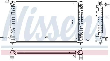 Радиатор охлаждения двигателя VW PASSAT, AUDI A4, NISSENS (60498)