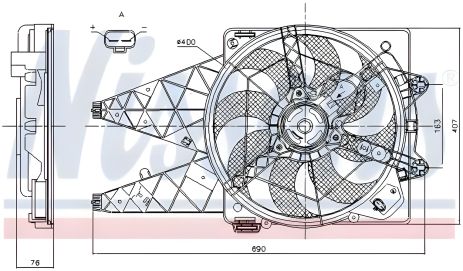 Охолодження двигуна вентилятор OPEL COMBO, FIAT DOBLO (2010), NISSENS (85881)