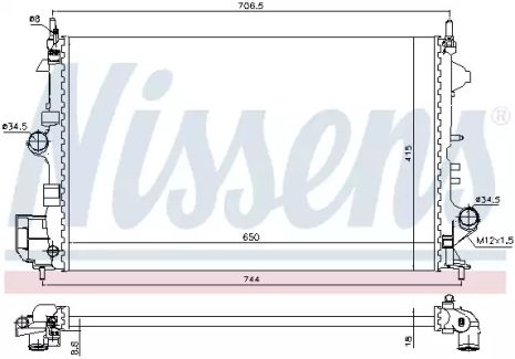 Радиатор охлаждения двигателя VAUXHALL VECTRA, OPEL VECTRA, NISSENS (630789)