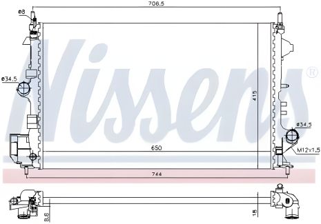 Радіатор охолодження двигуна VAUXHALL VECTRA, OPEL VECTRA, NISSENS (630789)