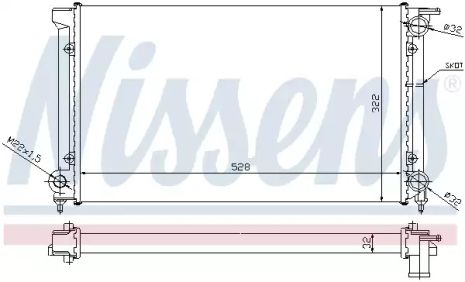 Радиатор охлаждения двигателя SEAT TOLEDO, VW GOLF, NISSENS (651511)