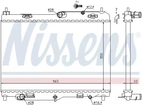 Радіатор охолодження двигуна FORD FIESTA, NISSENS (69234)