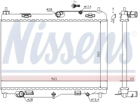 Радиатор двигателя для охлаждения Ford Fiesta, Nissens (69234)