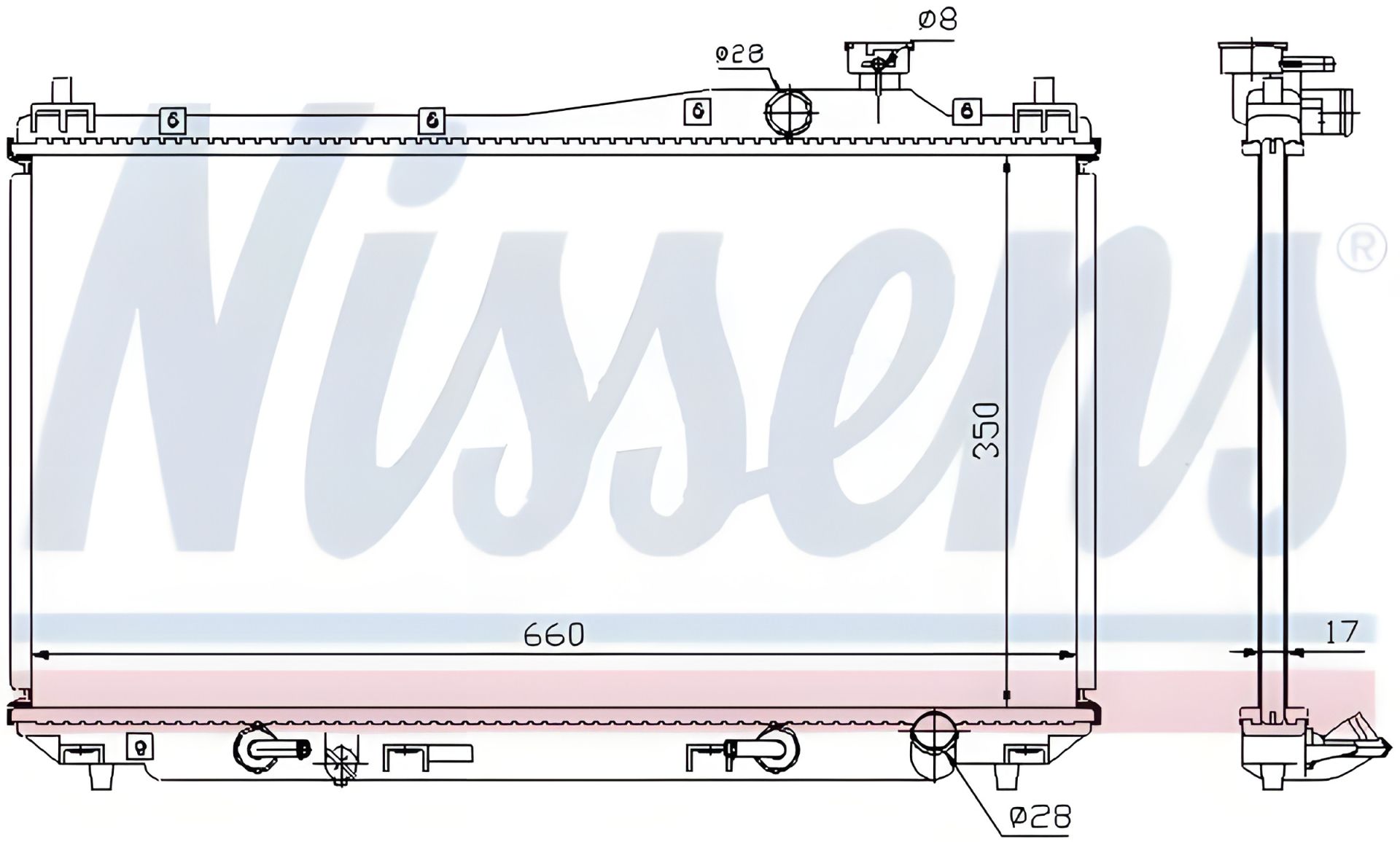 Двигательный радиатор для HONDA CIVIC, NISSENS (68115) Двигательный радиатор для HONDA CIVIC, NISSENS (68115)