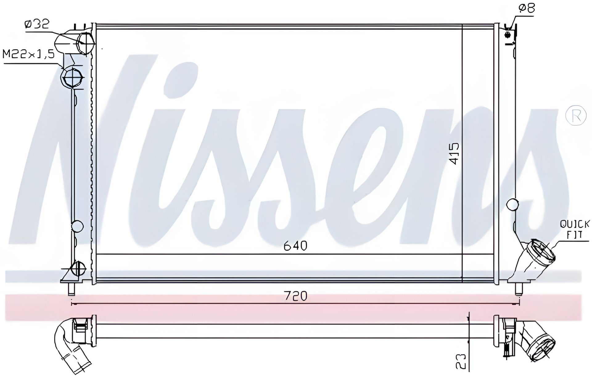 Радиатор двигателя для PEUGEOT 406, NISSENS (63731) Радиатор двигателя для PEUGEOT 406, NISSENS (63731)
