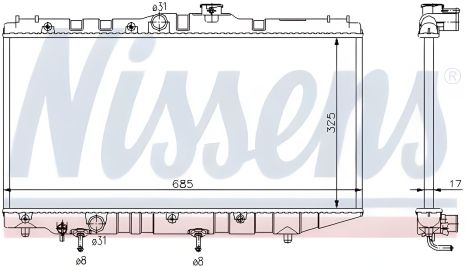 Двигательный радиатор TOYOTA COROLLA, NISSENS (647191)