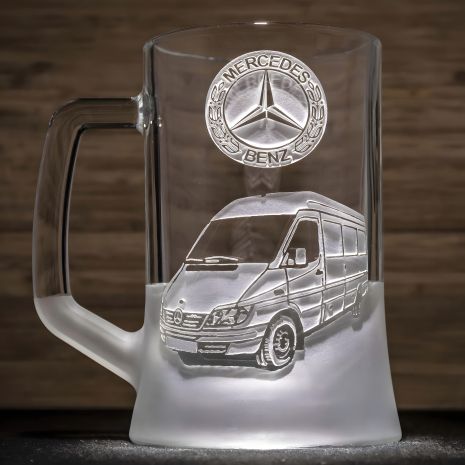 Келих пивний з гравіюванням автомобіля Mercedes Sprinter Мерседес Спрінтер - подарунок для автомобіліста