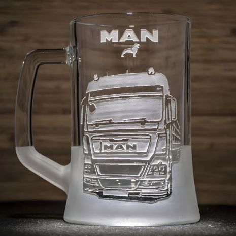 Подарунок водію вантажівки - бокал для пива з гравіюванням MAN зерновоз