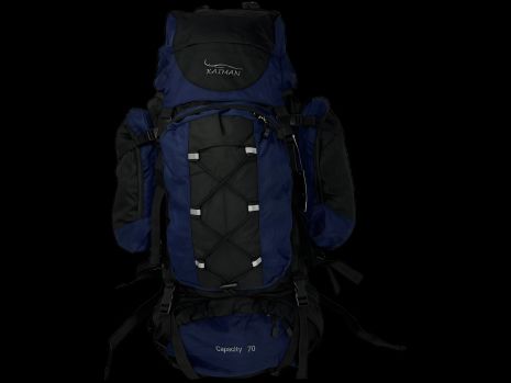 Анатомический туристический рюкзак, 80 л, черный с синим Анатомический туристический рюкзак, 80 л, черный с синим