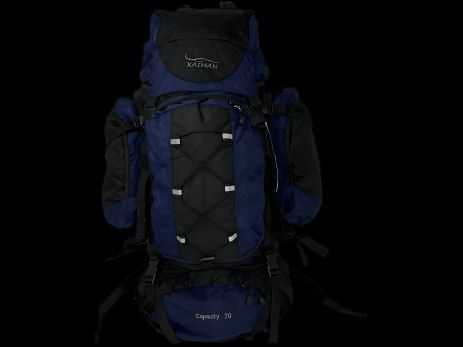 Анатомический туристический рюкзак, 80 л, черный с синим