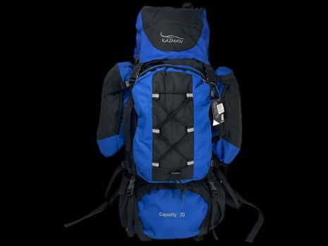 80-литровый туристический рюкзак с анатомической спинкой, черный с синим 80-литровый туристический рюкзак с анатомической спинкой, черный с синим