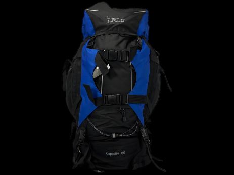 Туристический рюкзак с анатомической спинкой, 80 л, черно-синий