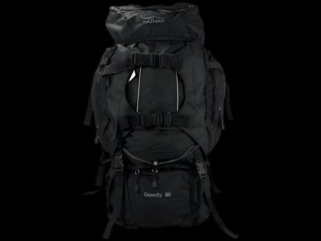 Рюкзак на 80 л туристичний з анатомічною спинкою, чорного кольору