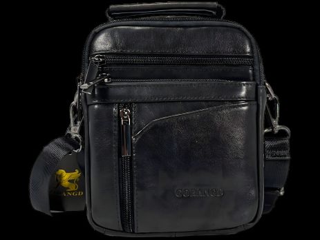 Стильна та функціональна шкіряна сумка через плече, чорна