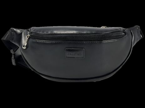 Сумка-бананка на два відділення з екошкіри для жінок, чорна модель Сумка-бананка на два відділення з екошкіри для жінок, чорна модель