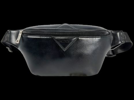 Черная женская сумка-бананка из экокожи, два отделения, водонепроницаемая ткань