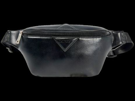 Черная женская сумка-бананка из экокожи, два отделения, водонепроницаемая ткань